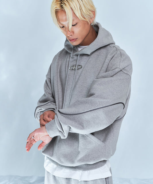 BIG CHROME REFLECTIVE LINE HOODIE [MELANGE GREY]