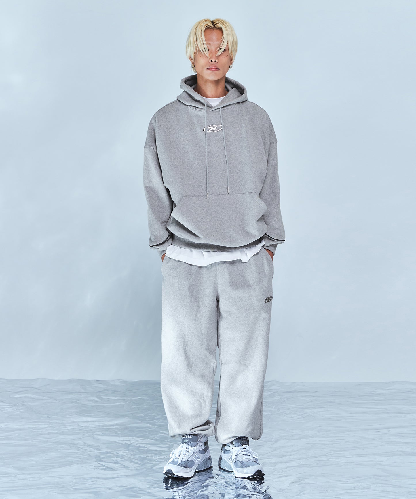 BIG CHROME REFLECTIVE LINE HOODIE [MELANGE GREY]