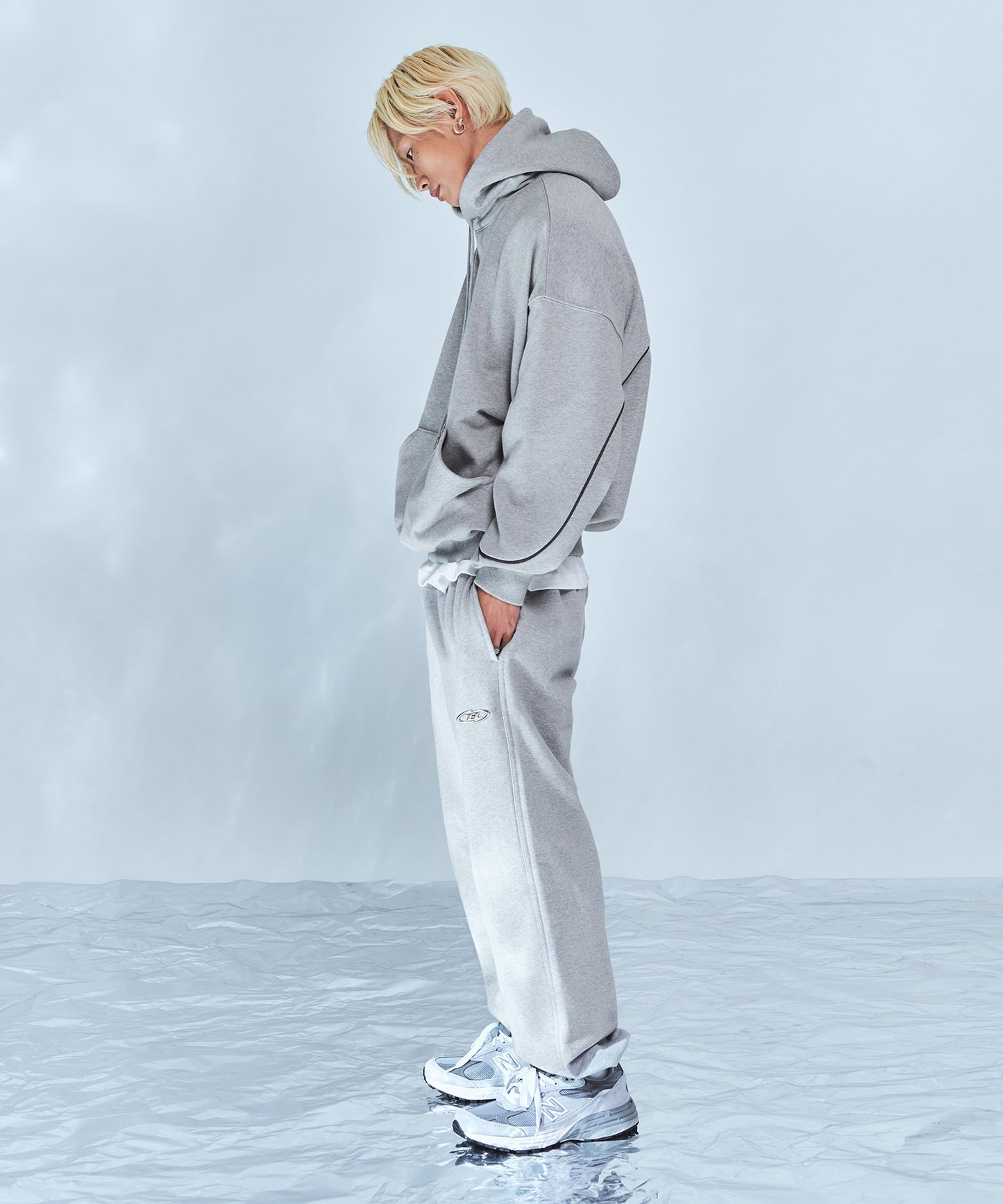 BIG CHROME REFLECTIVE LINE HOODIE [MELANGE GREY]