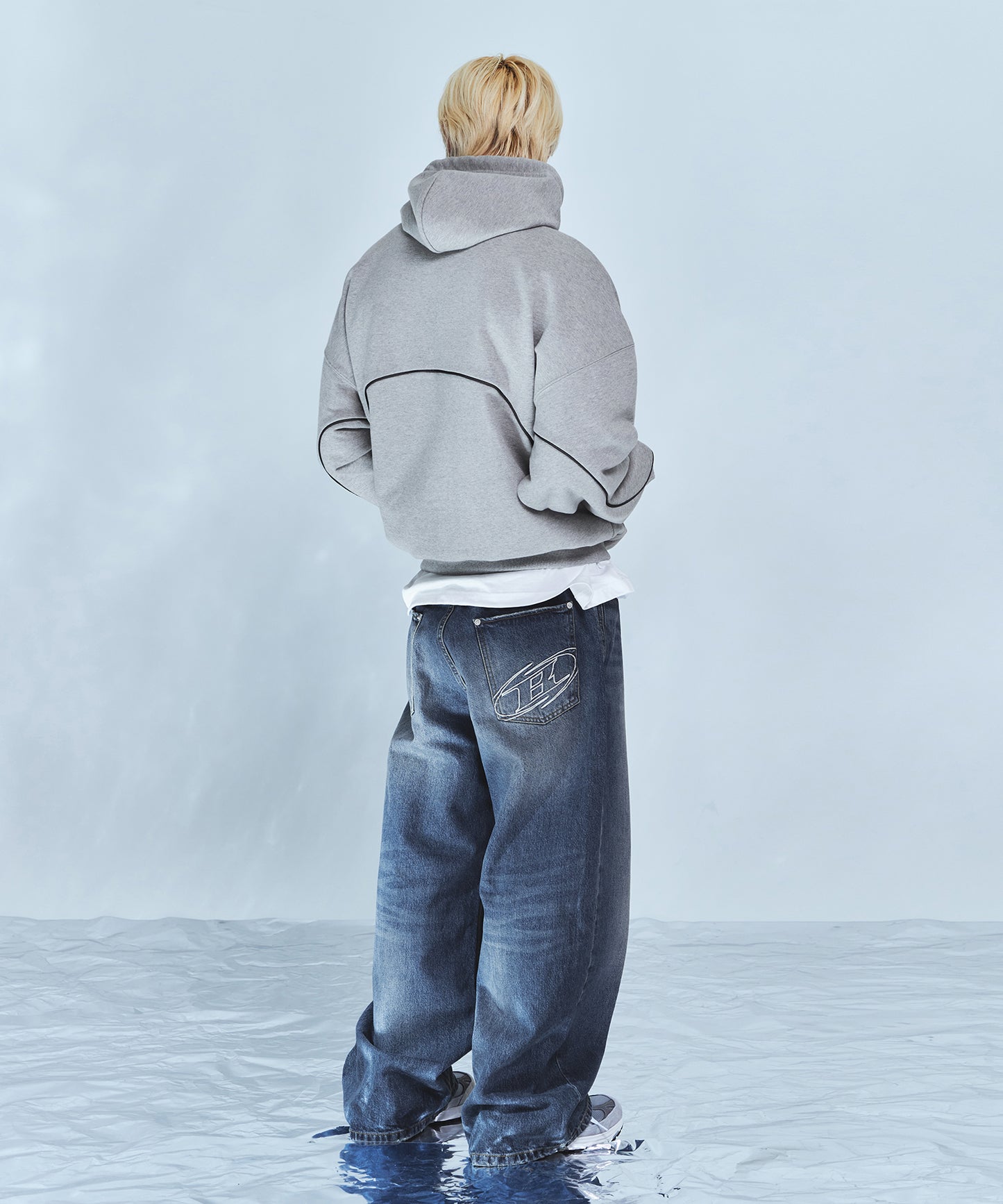 STROKE B WASHED WIDE DENIM PANTS [BLUE]