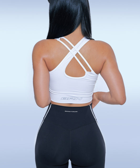 CUT OUT WIDE BAND BRA TOP [WHITE]