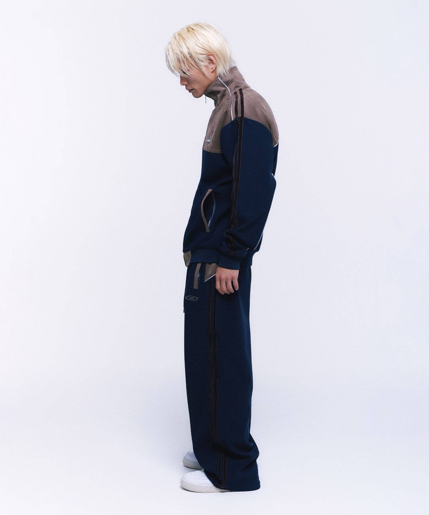 SUEDE SILVER LINE JERSEY WIDE PANTS [NAVY]
