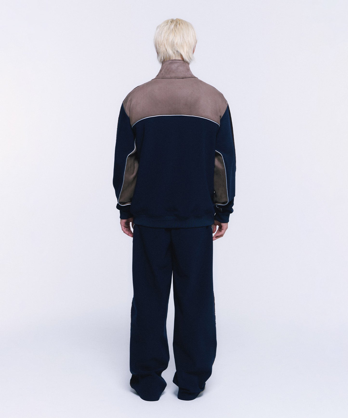 SUEDE SILVER LINE JERSEY WIDE PANTS [NAVY]