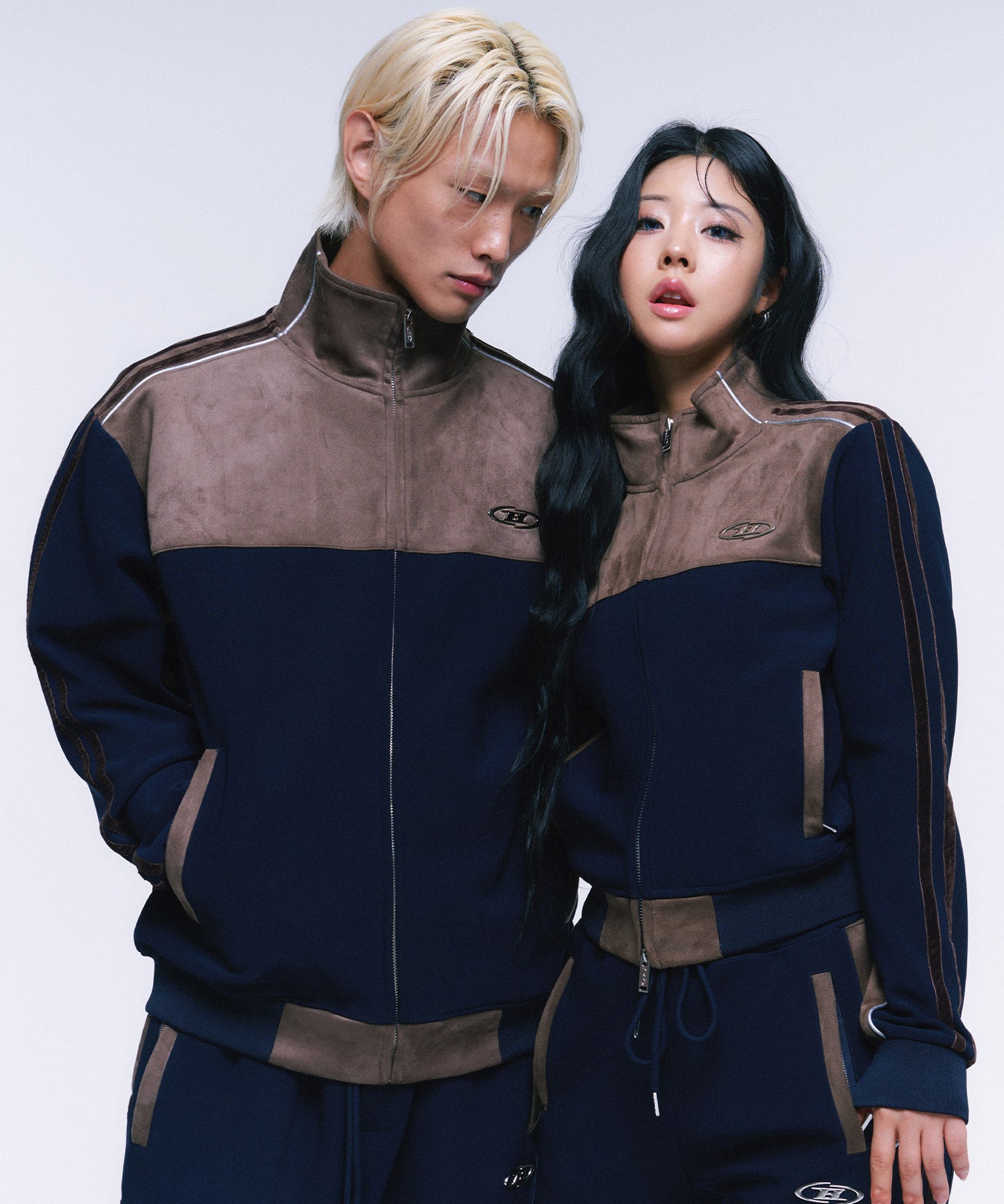 SUEDE SILVER LINE JERSEY WIDE PANTS [NAVY]