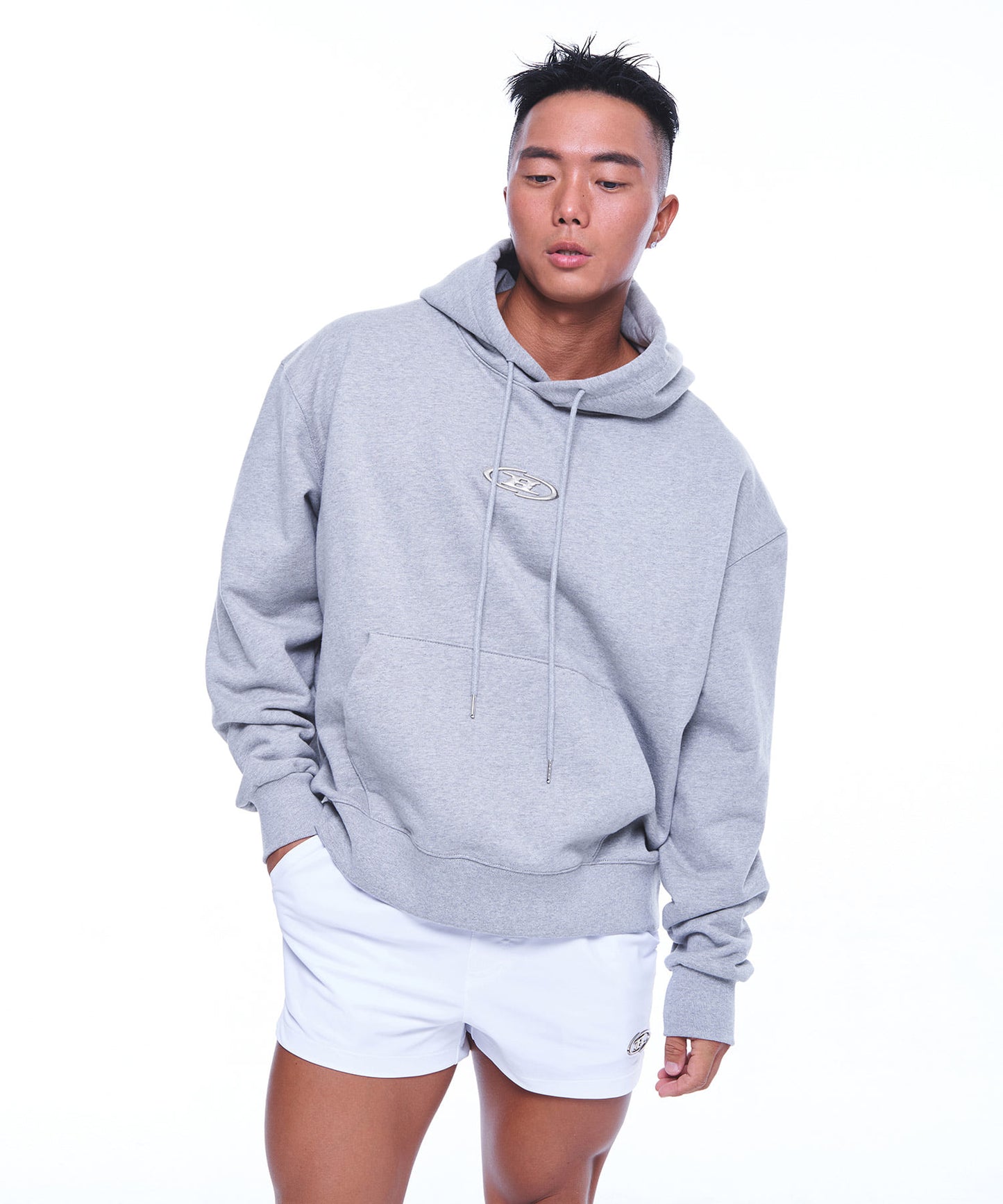 BIG CHROME B LOGO HOODIE [MELANGE GREY]