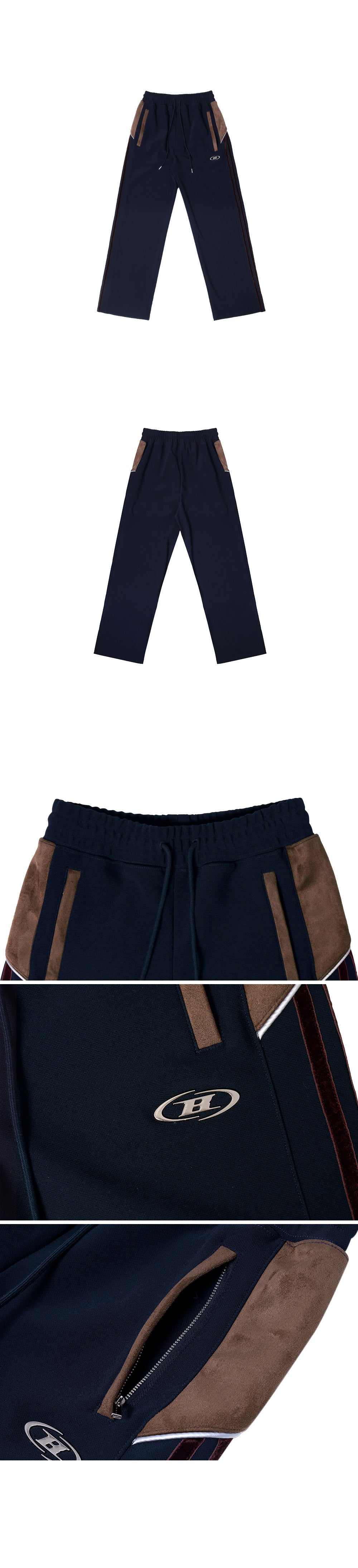 SUEDE SILVER LINE JERSEY WIDE PANTS [NAVY]