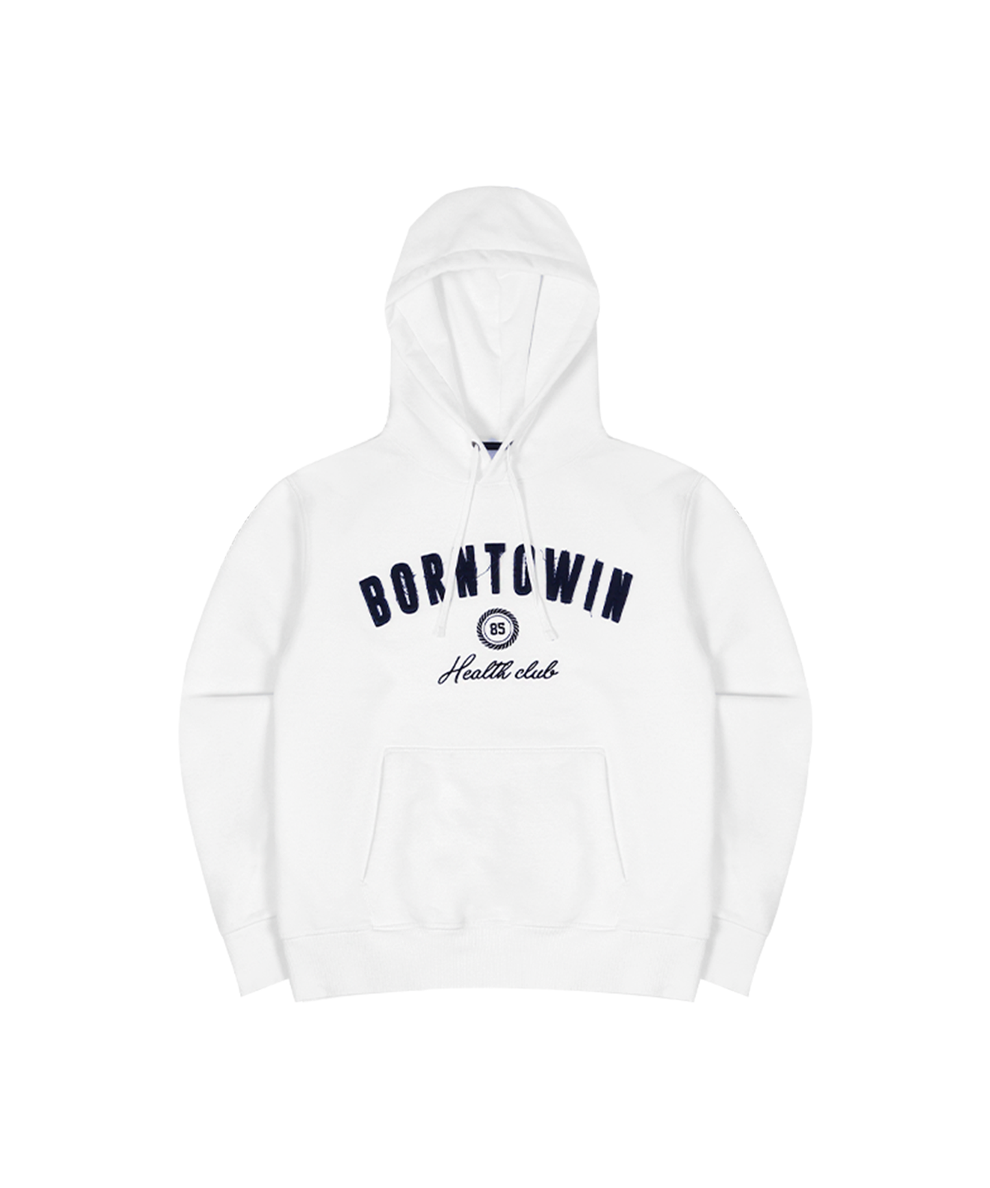 BORNTOWIN PATCH MUSCLE FIT HOODIE [WHITE]