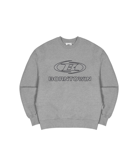 BORNTOWIN LINE LOGO SWEATSHIRTS [MELANGE GREY]