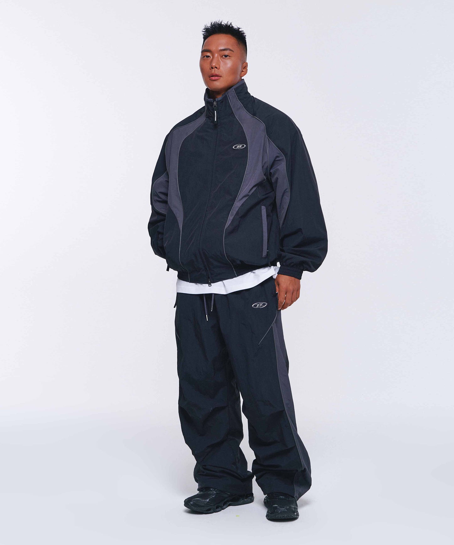 NYLON BLOCK JACKET [BLACK]