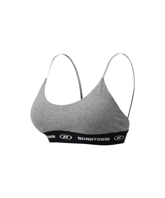 BORNTOWIN LOGO BAND BRA TOP [MELANGE GREY]