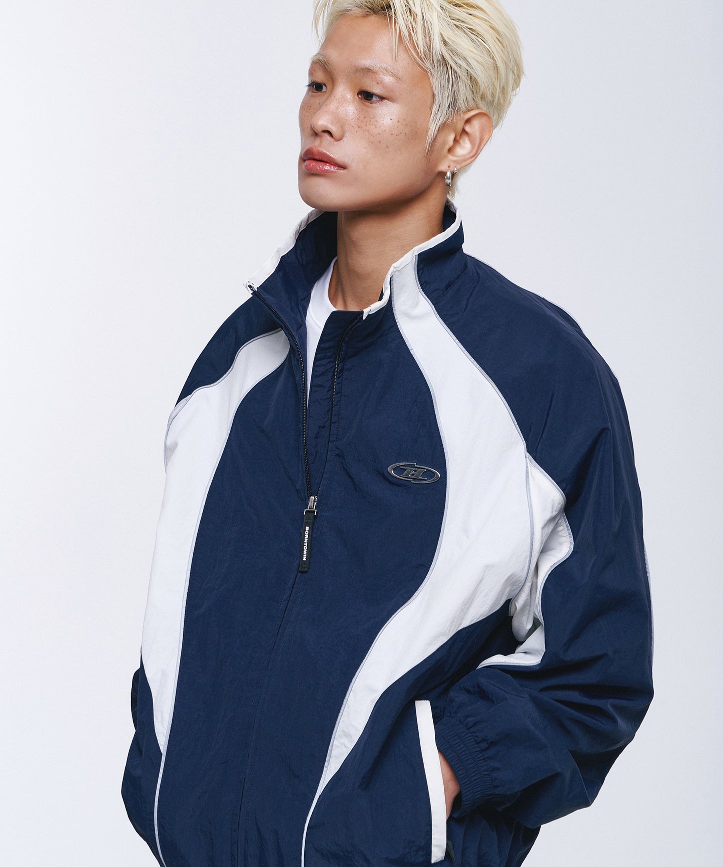 NYLON BLOCK JACKET [NAVY]