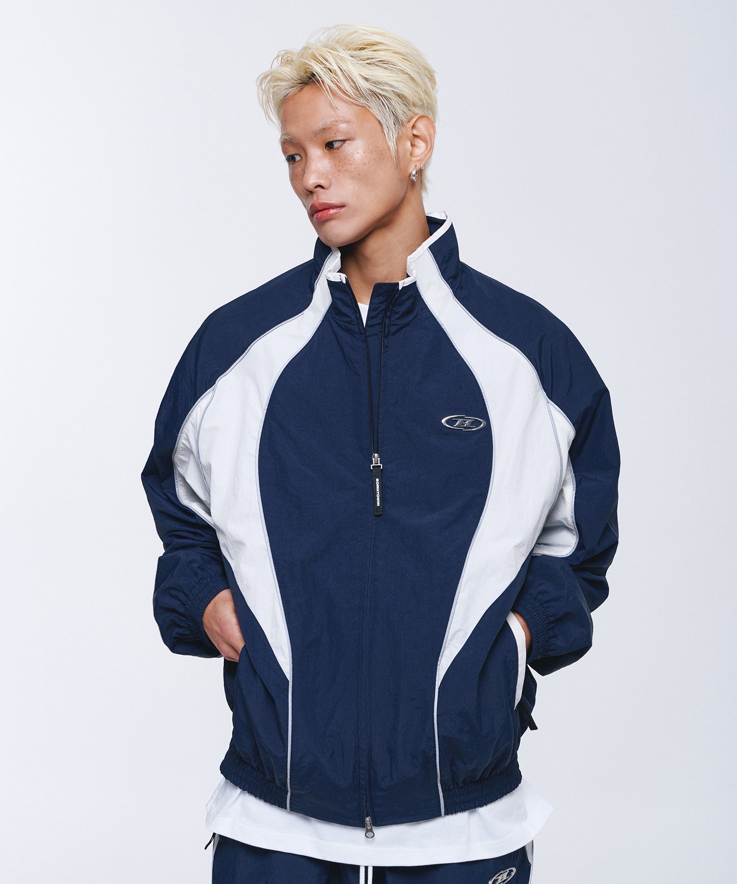 NYLON BLOCK JACKET [NAVY]