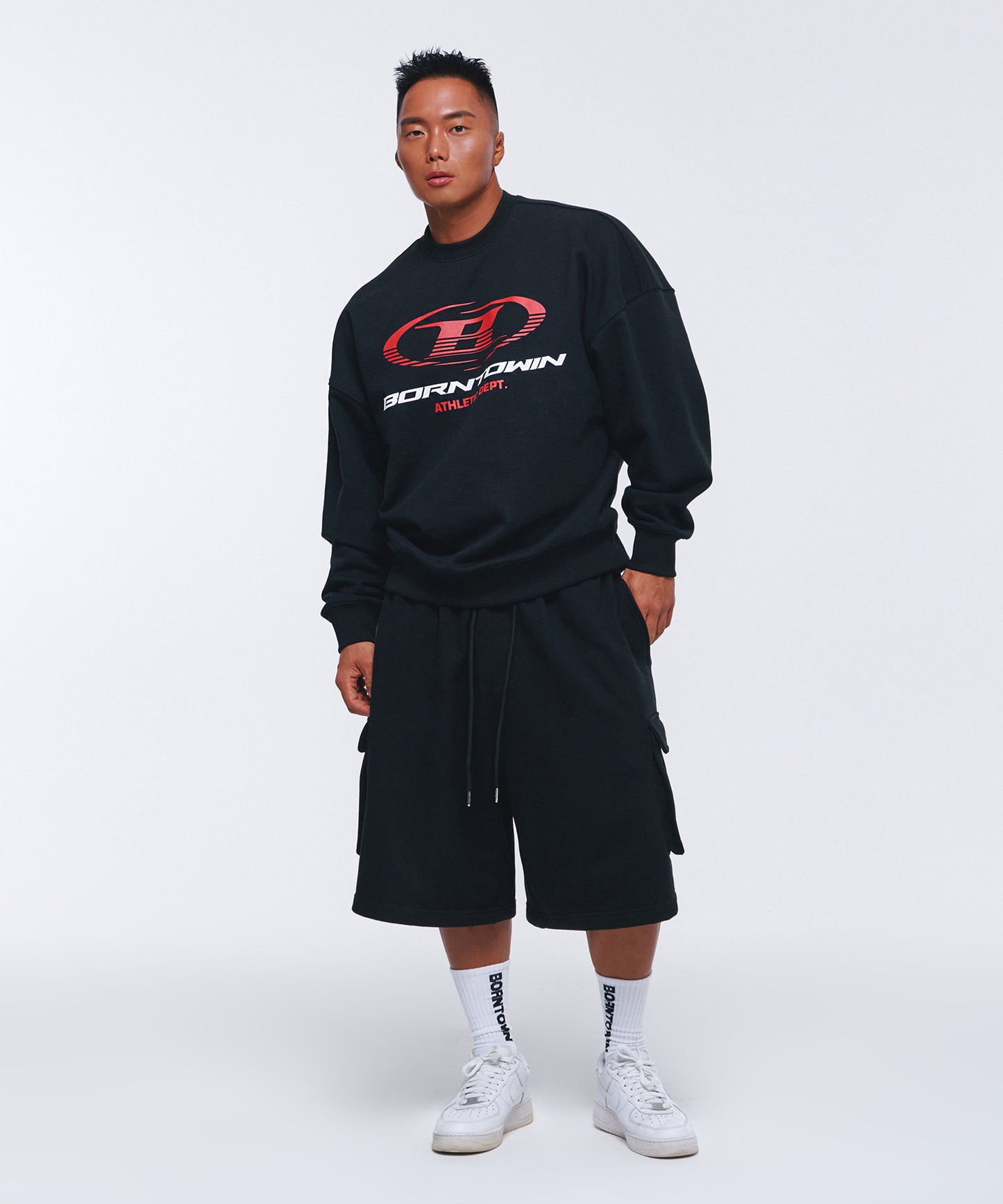B SYMBOL RED LINE SWEATSHIRTS [BLACK]