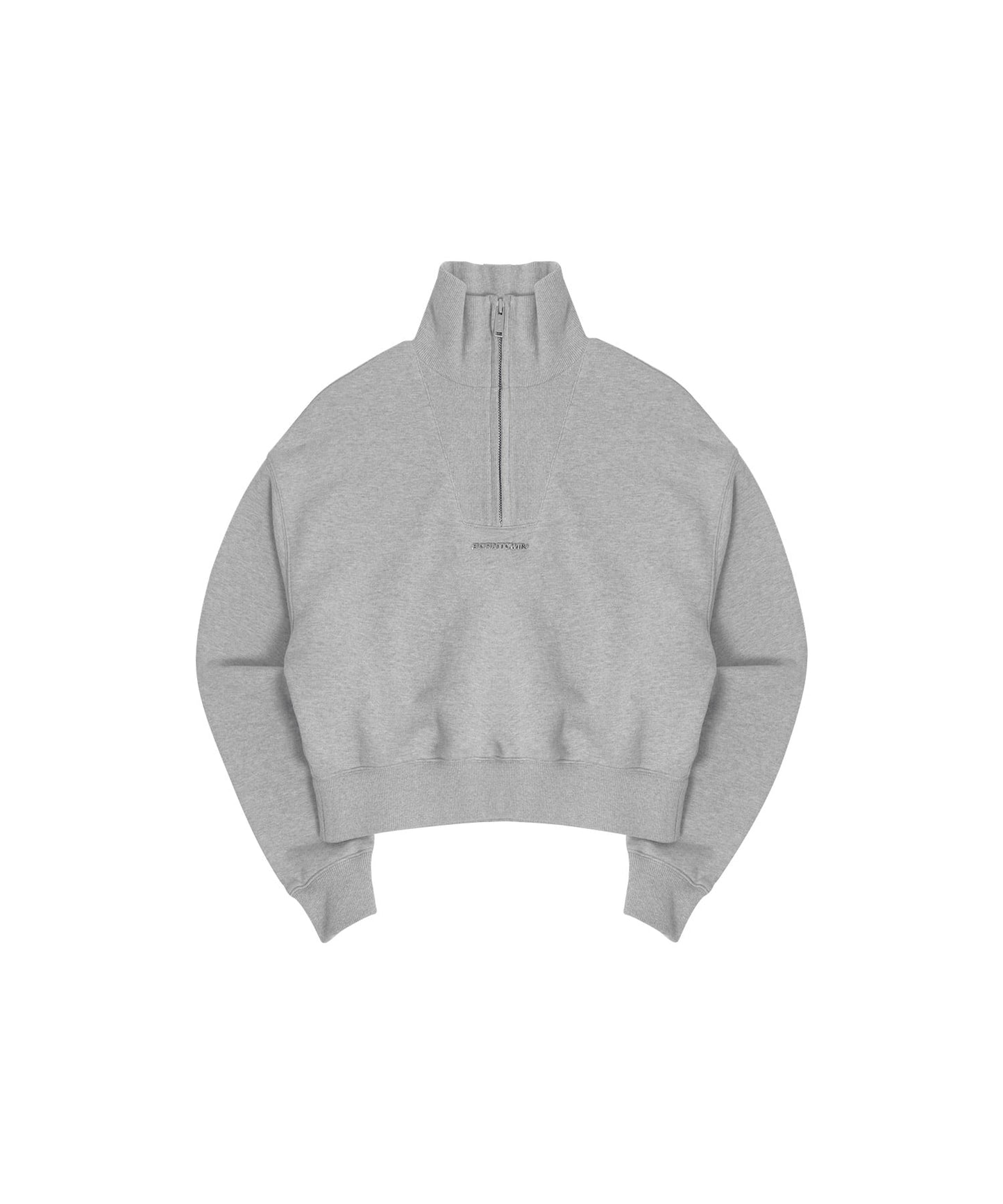 RIB MIX CROP HALF ZIP-UP [MELANGE GREY]