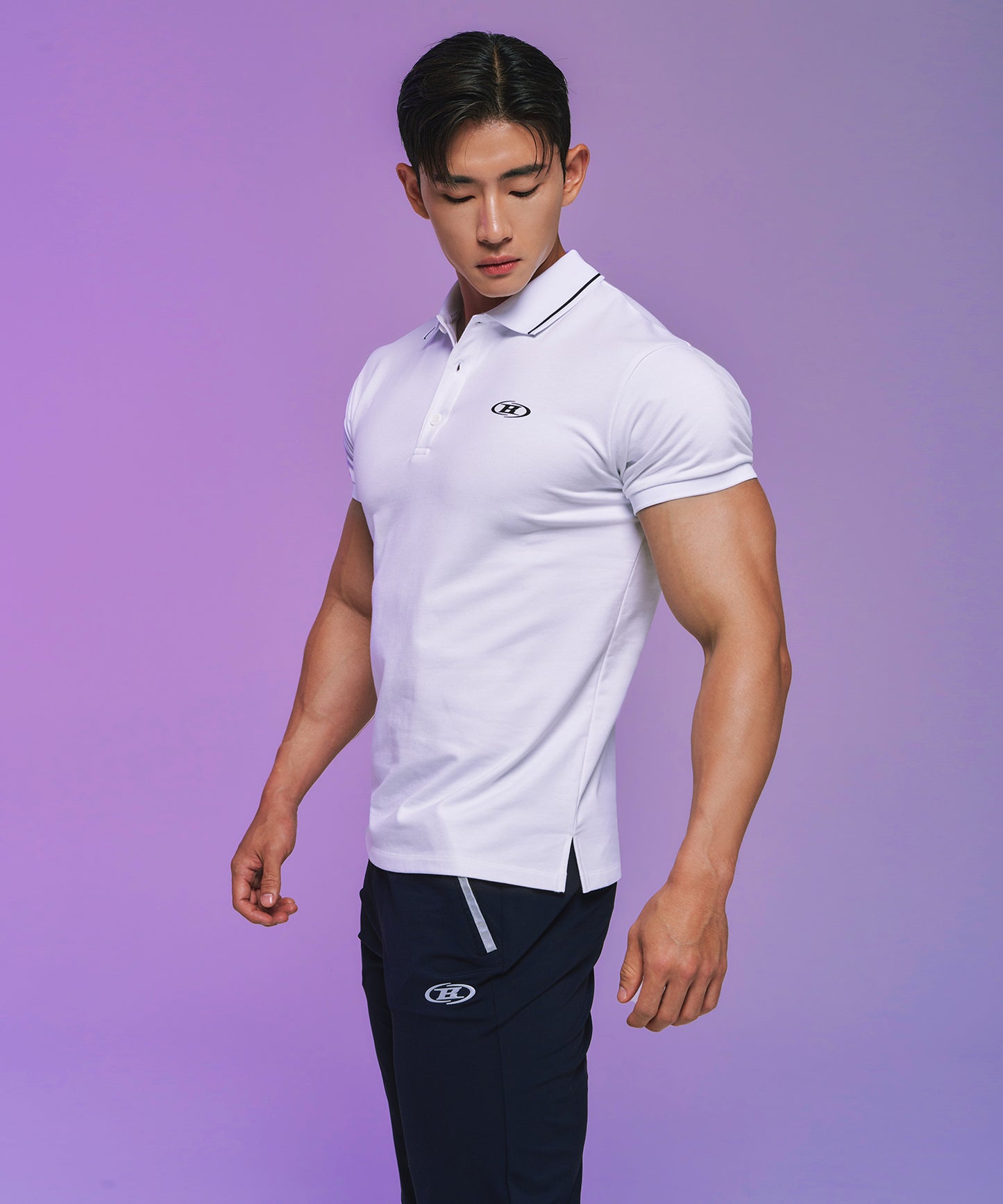 MUSCLE FIT COLLAR T-SHIRTS [WHITE]