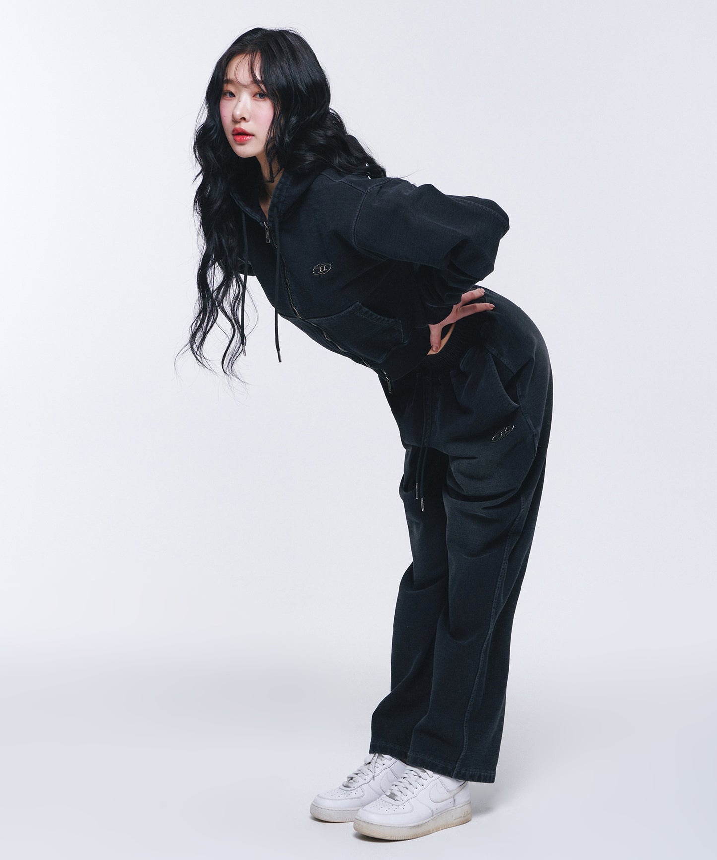 DENIM LIKE SWEAT PANTS [BLACK DENIM]