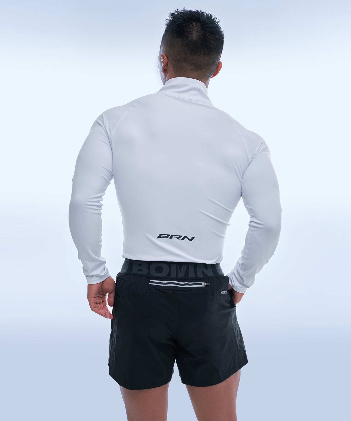 SYMBOL B MUSCLE FIT HALF ZIP-UP LONGSLEEVE [WHITE]