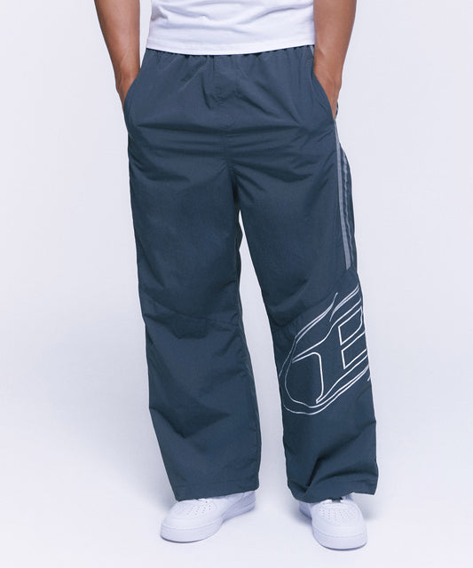 REFLECTIVE LINE BIG SYMBOL WIDE PANTS [CHARCOAL]