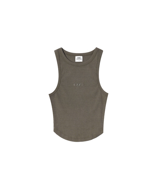 SYMBOL B PIGMENT RIBBED SLEEVELESS [BROWN]