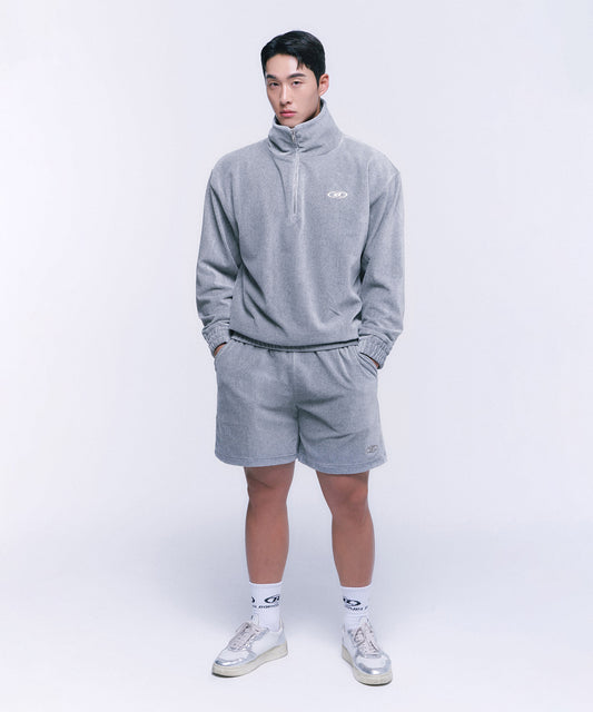 B CHROME VELOUR HALF PANTS [MELANGE GREY]