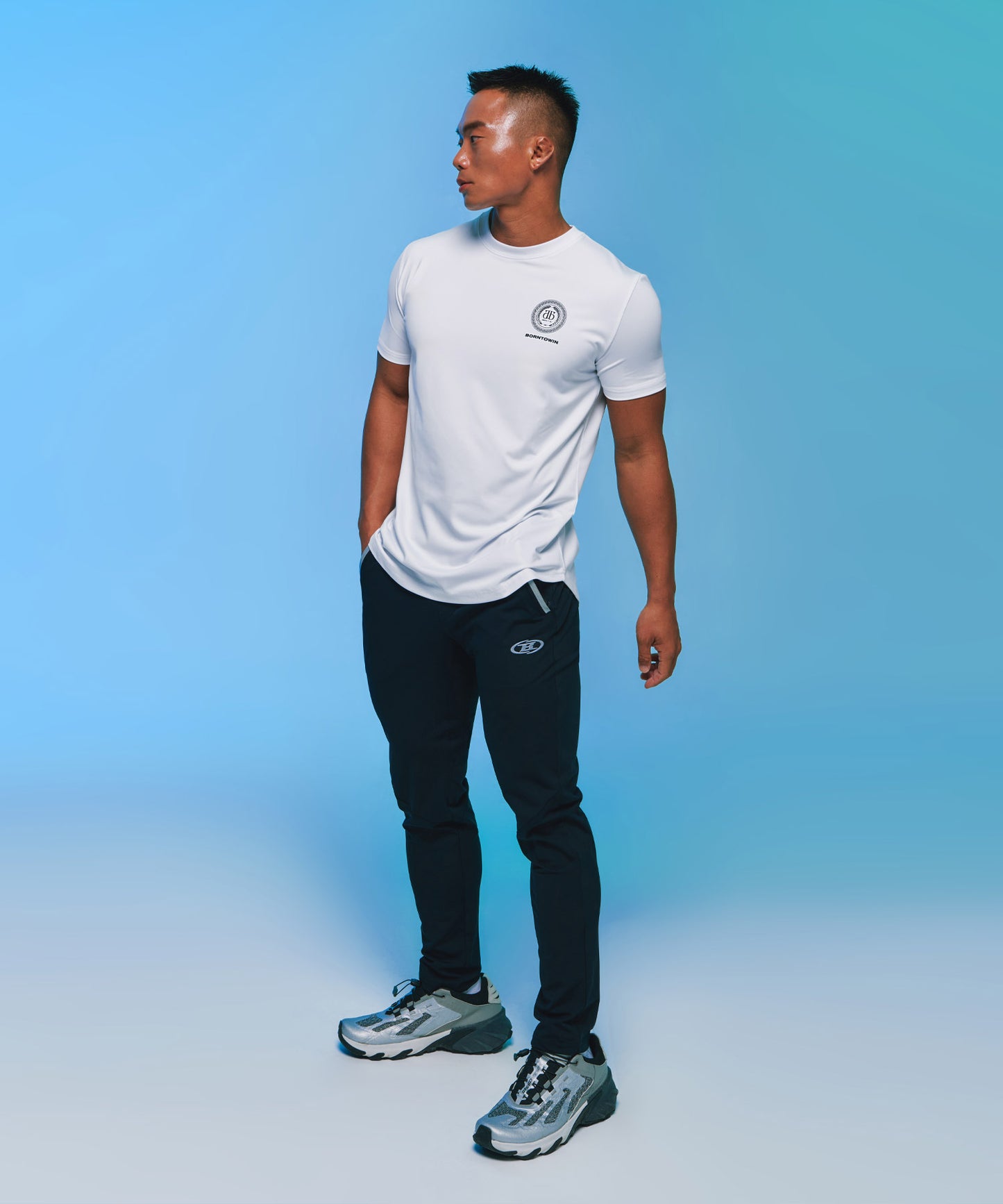 QUICK DRY SEMI MUSCLE FIT T-SHIRTS [WHITE]