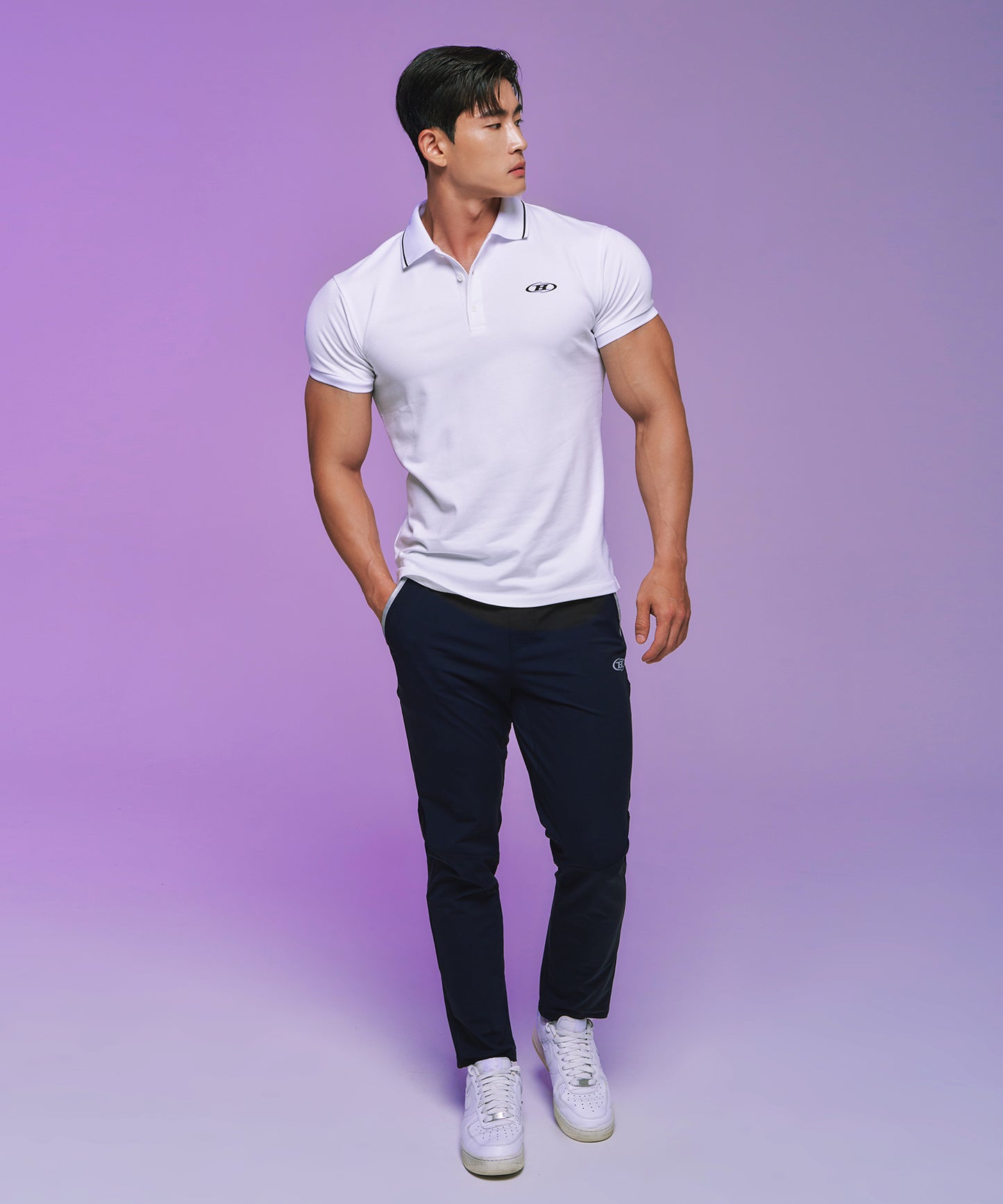 MUSCLE FIT COLLAR T-SHIRTS [WHITE]