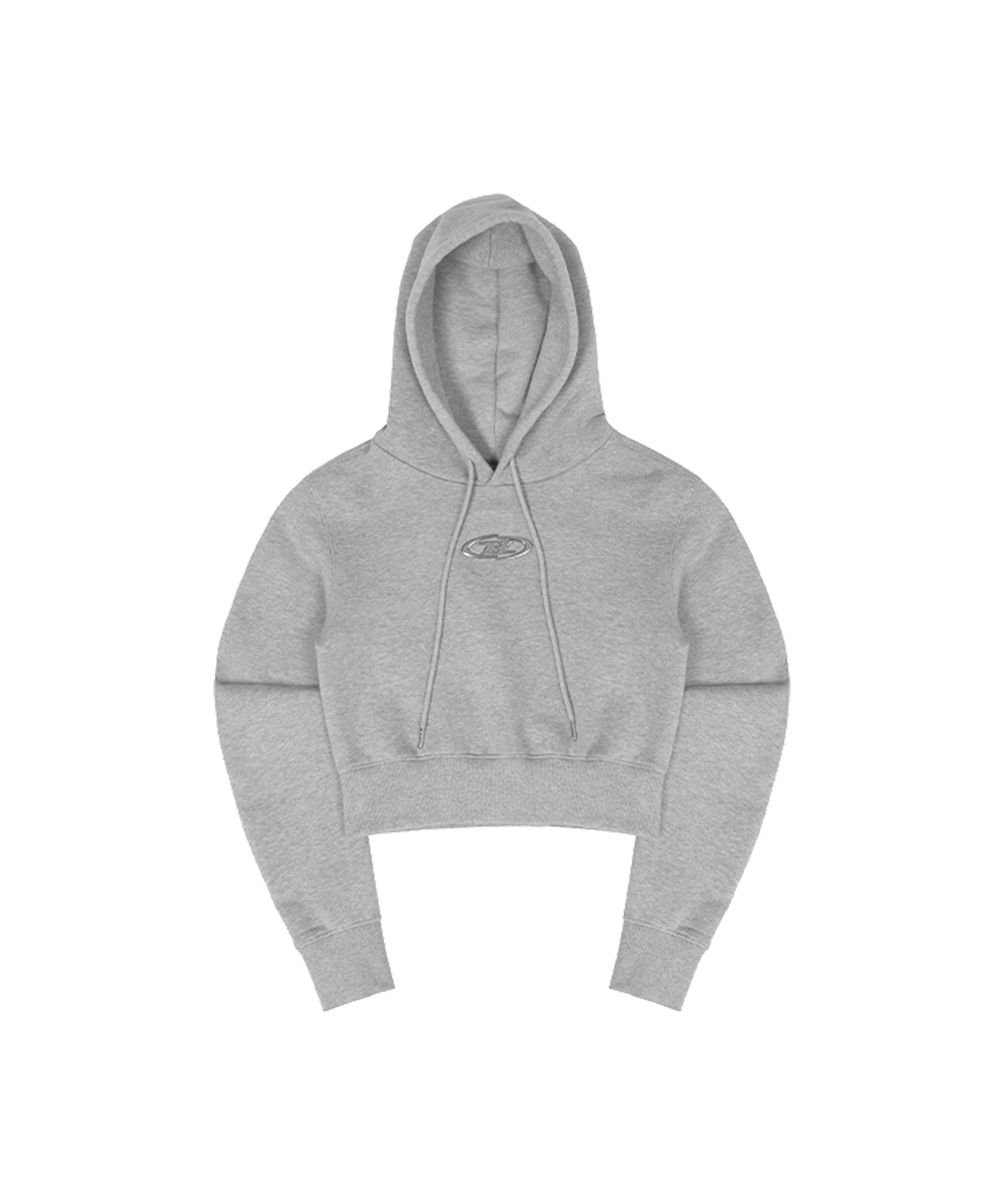 BIG CHROME B LOGO CROP HOODIE [MELANGE GREY]