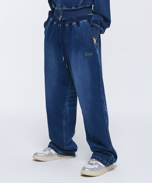 DENIM LIKE SWEAT PANTS [MID DENIM]