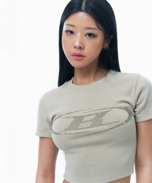 CRACK B PIGMENT CROP T-SHIRTS [SAND BEIGE]