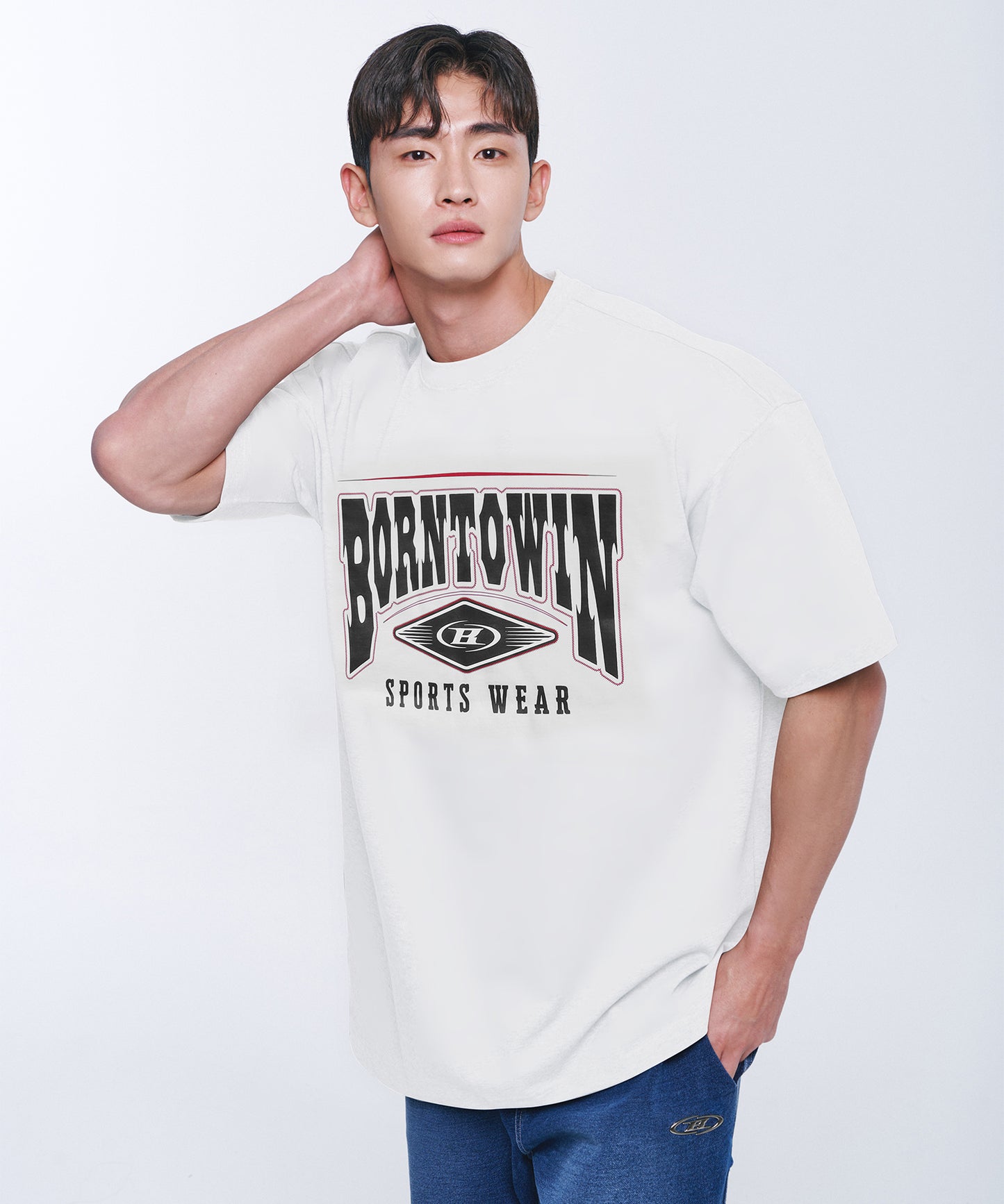 SQUARE ARCH SEMI OVER FIT T-SHIRTS [WHITE]