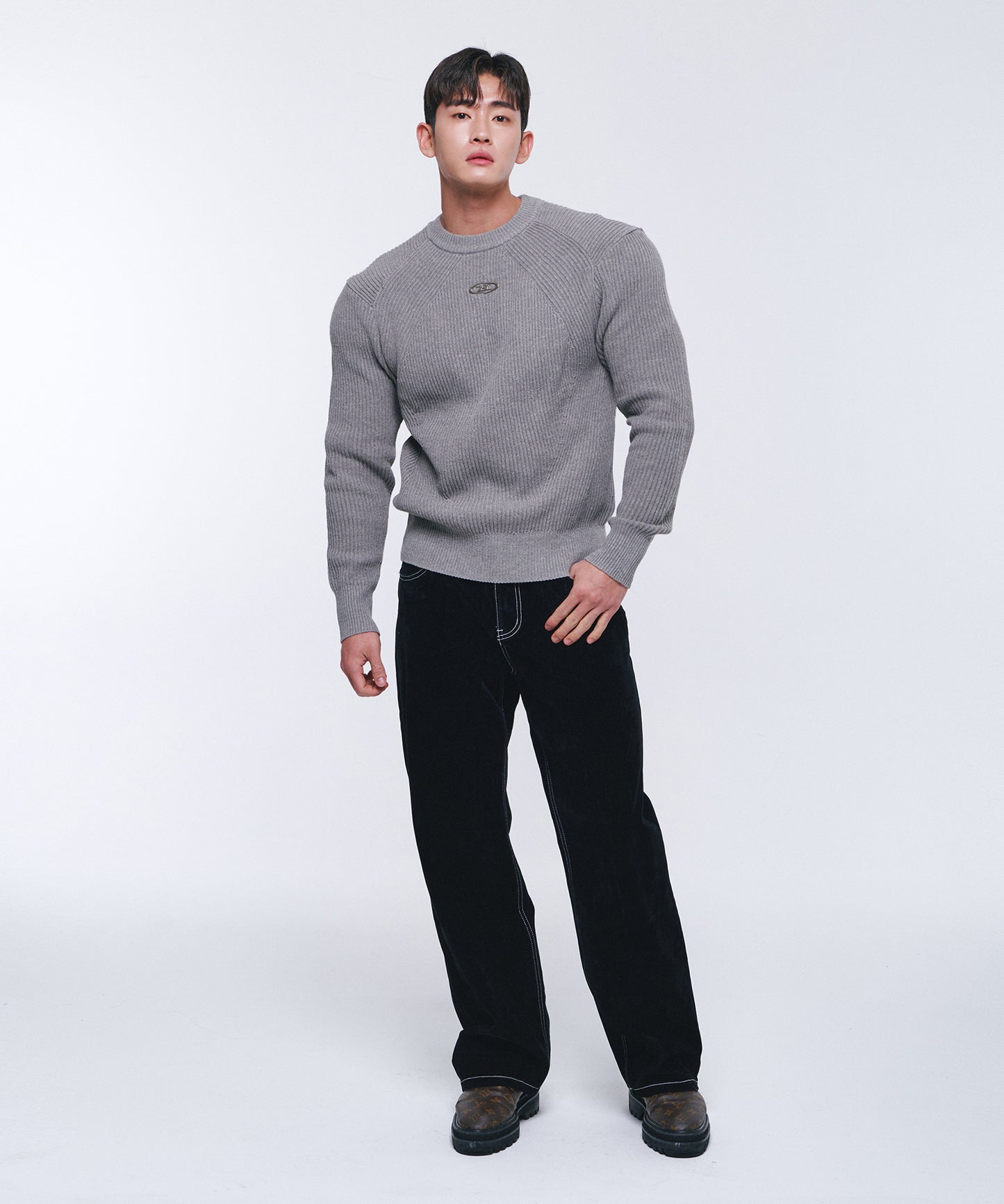 CHROME LOGO MUSCLE FIT KNIT [GREY]