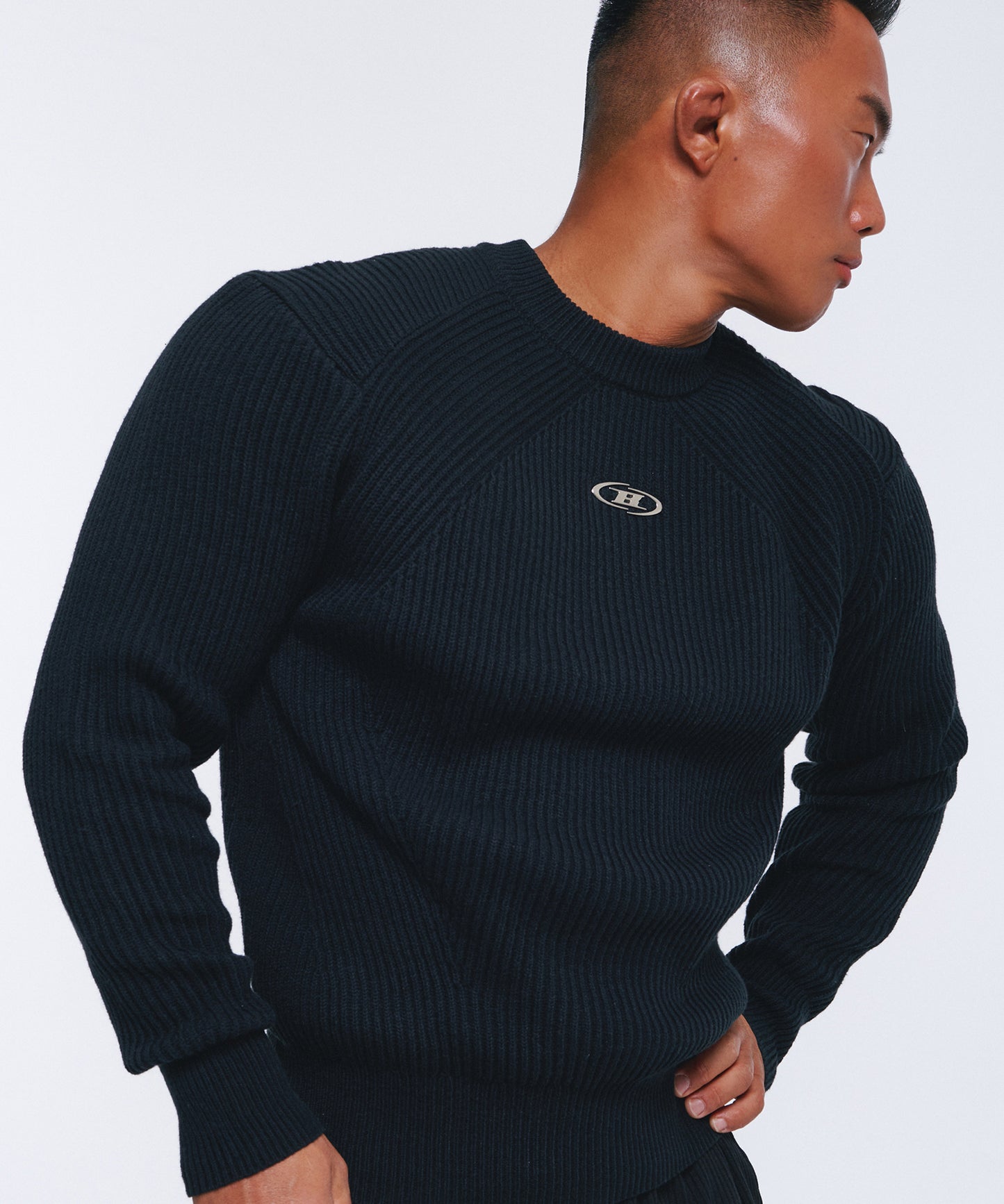 CHROME LOGO MUSCLE FIT KNIT [BLACK]