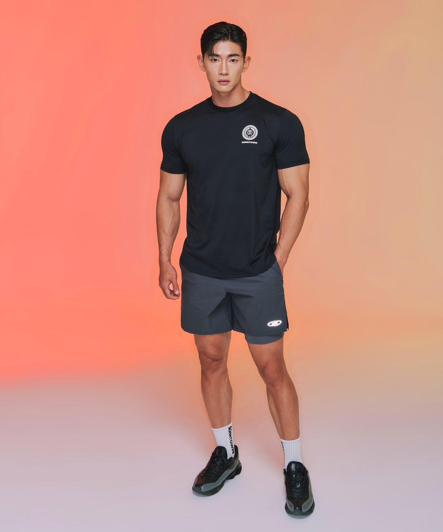 QUICK DRY SEMI MUSCLE FIT T-SHIRTS [BLACK]