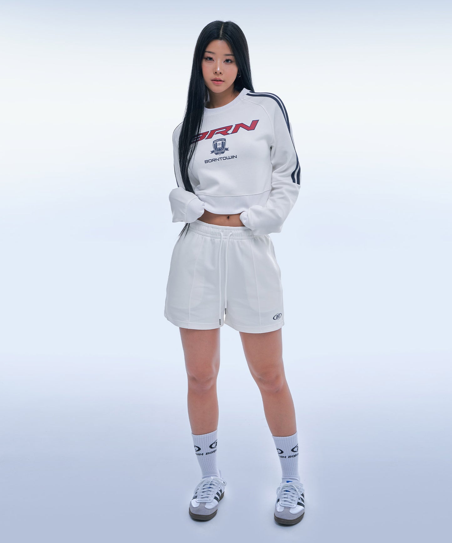 TRACK LINE PIN TUCK JERSEY SHORTS [IVORY]