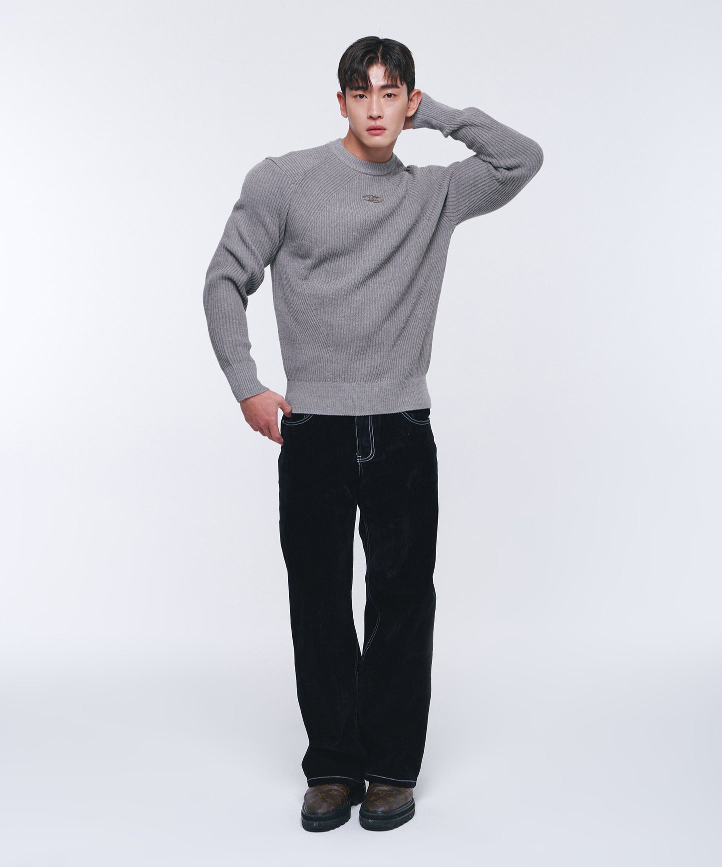 CHROME LOGO MUSCLE FIT KNIT [GREY]